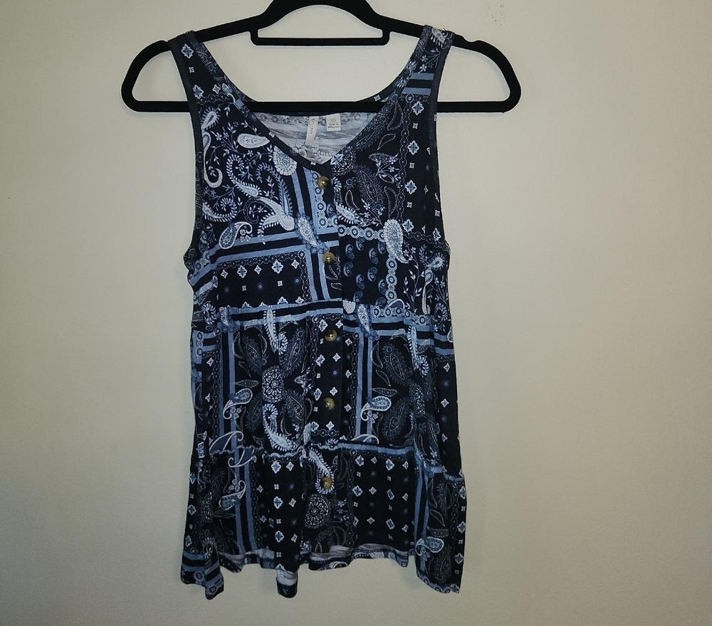 C Est 1946 Stlish Navy and White Paisley Tank Top XS